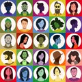 Multicolored funny icons of faces of people